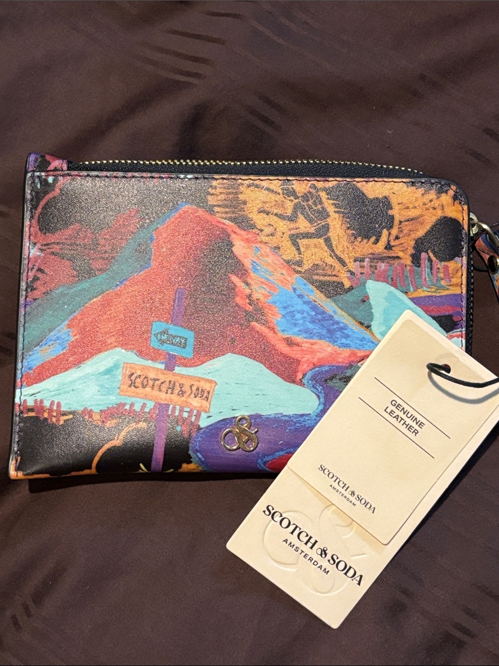 Scotch & Soda Multicolor Mountain Leather Wristlet